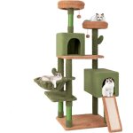 Costway - arbre � chat cactus 160 cm, tour pour chat � 6 �tages, 5 plateformes, 2 condos, panier, arbre ...