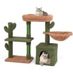 Costway - arbre  chat cactus 81 cm, tour pour chat  4 tages, 3 plateformes, panier, condo, petit arbre ...