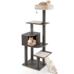 Costway - arbre � chat multi - niveaux haut 171cm, perchoir coussin�, niche style cl�ture moderne, mobilier ...