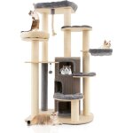 Costway - arbre  chat  plusieurs niveaux, tour  chat peluche avec 3 tages de condo et hamac, centre ...