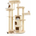 Costway - arbre  chat  plusieurs niveaux, tour  chat peluche avec 3 tages de condo et hamac, centre ...