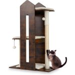 Costway arbre � chat xl 120 cm, 3 plateformes, 2 poteaux � griffer en sisal, arbre a chat maine coon, ...