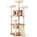 Costway - arbre a chat xxl 168 cm, arbre a chat bois, 5 plateformes, 4 griffoir pour chat en sisal, planche ...