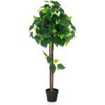 Costway - arbre d'hortensia artificiel 114 cm, faux arbre en soie en pot avec tronc en bois v�ritable, ...