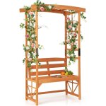 Costway arche de jardin pour plantes grimpantes avec banc 2 places  charge 300 kg, sige dcoratif vigne ...