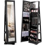 Costway - armoire  bijoux pivotante  360 degrs, organisateur de bijoux sur pieds, avec grand miroir ...