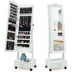 Costway armoire  bijoux  roulettes, organisateur de bijoux verrouillable rglable  3 positions, tiroirs, ...