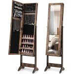 Costway armoire � bijoux sur pied avec miroir psych� coffre � bijoux, armoire de rangement cosm�tiques, ...