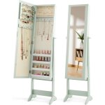 Costway armoire � bijoux sur pied avec miroir psych� coffre � bijoux, armoire de rangement cosm�tiques, ...