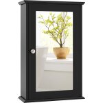 Costway armoire murale de salle de bain, meuble salle de bain avec porte - miroir, meuble suspendue � ...