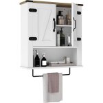 Costway armoire murale de salle de bain, armoire � pharmacie avec placard � 2 portes & compartiment ouvert, ...