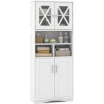Costway - armoire de rangement de 145 cm de haut, 2 portes en acrylique transparent, 3 compartiments ...
