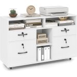 Costway - armoire de rangement roulant avec serrure et 4 tiroirs pour fichiers format a4 / lettre, organisateu ...