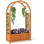 Costway - bac de jardin surélevé avec treillis & toit enveloppé doublure, jardinière en bois pour plantes ... Costway - bac de jardin surélevé avec treillis & toit enveloppé doublure, jardinière en bois pour plantes ...