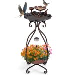 Costway - bain d'oiseaux nergie solaire, dcoration abreuvoir d'extrieur sur pied rtro clair avec ...