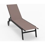 Costway bain de soleil avec 2 roulettes, chaise longue jardin exterieur r�glable en 6 positions, tissu ...