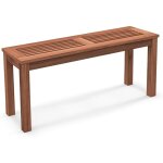 Costway - banc de jardin en en bois massif, banc de terrasse sans dossier avec assise  lattes, charge ...