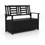 Costway banc de jardin en bois de peuplie, banc coffre exterieur 185 l, dossier et accoudoirs, levage ...