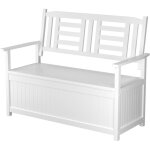 Costway banc de jardin en bois de peuplie, banc coffre exterieur 185 l, dossier et accoudoirs, levage ...