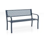 Costway - banc de jardin ext�rieur 127 cm en m�tal avec dossier en treillis g�om�trique, accoudoirs et ...