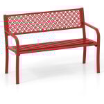 Costway - banc de jardin ext�rieur 127 cm en m�tal avec dossier en treillis g�om�trique, accoudoirs et ...