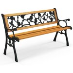 Costway - banc de jardin, banc extrieur en bois, banquette jardin 3 personnes avec accoudoirs, cadre ...