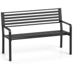 Costway - banc de parc m�tallique 127cm � lattes pour 2 - 3 personnes avec accoudoirs et dossier, si�ge ...