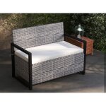 Costway - banc de patio avec rangement intégré & coussin, canapé - lit d'extérieur en rotin, cadre métallique ... Costway - banc de patio avec rangement intégré & coussin, canapé - lit d'extérieur en rotin, cadre métallique ...