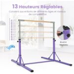 Costway ? barre de gymnastique pliable pour enfants ? 13 hauteurs r�glables 90 - 150cm ? structure triangulair ...