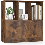 Costway biblioth�que 3 cubes, �tag�re sur 2 niveaux, 2 placards bas, 3 compartiments ouverts, pr�sentoir ...