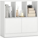 Costway biblioth�que 3 cubes, �tag�re sur 2 niveaux, 2 placards bas, 3 compartiments ouverts, pr�sentoir ...