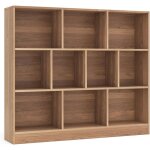 Costway biblioth�que �tag�re � 10 compartiments ouverts, meuble de rangement � 3 niveaux, kits anti - ...