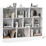 Costway - bibliothque tagre  10 compartiments ouverts, meuble de rangement  3 niveaux, kits anti ...
