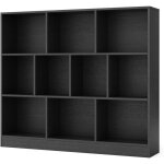 Costway biblioth�que �tag�re � 10 compartiments ouverts, meuble de rangement � 3 niveaux, kits anti - ...