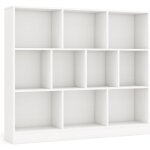 Costway biblioth�que �tag�re � 10 compartiments ouverts, meuble de rangement � 3 niveaux, kits anti - ...