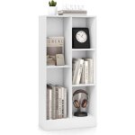 Costway - biblioth�que etag�re � 5 cases, meuble de rangement autoportant avec 2 kits anti - basculement, ...