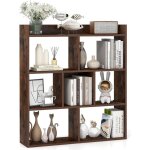 Costway - biblioth�que �tag�re 7 compartiments ouverte, meuble de rangement � 4 niveaux, dispositifs ...
