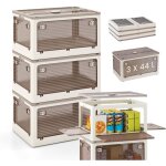Costway - bo�te rangement plastique 132l, 3 caisses rangement pliables avec petite roulettes, 5 c�t�s ...