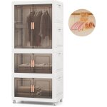 Bo�te rangement plastique 421 l, caisse pliable avec 4 roulettes, armoire penderie plastique pour enfant, ...