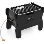 Costway - brasero portable  double combustible au gaz butane avec grille en acier inoxydable et sac ...