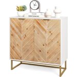 Costway - buffet bas, armoire commode avec 2 portes bois en placage de sapin, etagère, pieds en métal, ... Costway - buffet bas, armoire commode avec 2 portes bois en placage de sapin, etagère, pieds en métal, ...