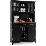 Costway - buffet cuisine 185 cm, armoire cuisine 3 tiroirs et 4 placards  porte, support pour micro ...