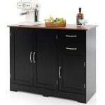 Costway - buffet cuisine, armoire de cuisine 2 placards 2 tiroirs, tagre rglable, meuble bas cuisine ...