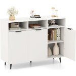 Costway - buffet cuisine, armoire cuisine 3 portes sur pieds, meuble cuisine rangement blanc, 3 compartiments ...