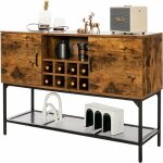 Costway - buffet cuisine avec casier à vin, buffet salon industriel 2 armoires à portes, Étagère en maille, ... Costway - buffet cuisine avec casier à vin, buffet salon industriel 2 armoires à portes, Étagère en maille, ...