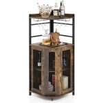 Costway - buffet cuisine industriel, armoire cuisine avec tagre d'angle rglable et placard  porte ...