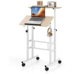 Costway bureau debout mobile, chariot pour ordinateur portable � hauteur r�glable avec plateau angle ...