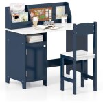 Costway bureau enfant gar�on fille avec chaise & biblioth�que & tableau d'affichage, table enfant en ...