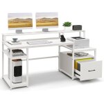 Bureau d'ordinateur avec Étagère pour moniteur, poste de travail informatique avec tiroir de rangement ... Bureau d'ordinateur avec Étagère pour moniteur, poste de travail informatique avec tiroir de rangement ...