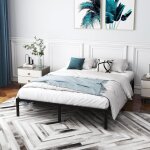 Costway - cadre de lit 160x200 cm, lit 2 personnes, lit double hauteur 36 cm avec rangement sous le lit, ...